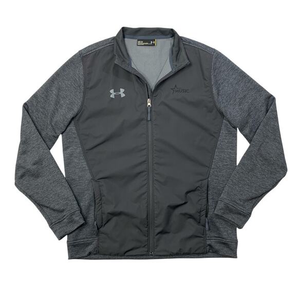 Under Armour Jacket Mens M Medium Grey Coldgear Fleece Lined Fitted Music Logo - Picture 1 of 13